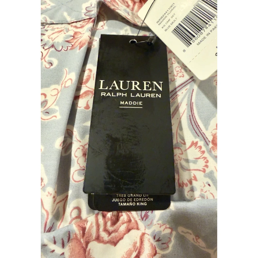 Ralph Lauren Maddie Floral King Comforter Set Maddie Stripe Euro Shams 5 Pieces